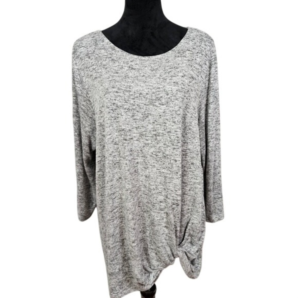 CHELSEA & THEODORE Size‎ XXL Heather Gray Knot Front Lightweight Casual Sweater